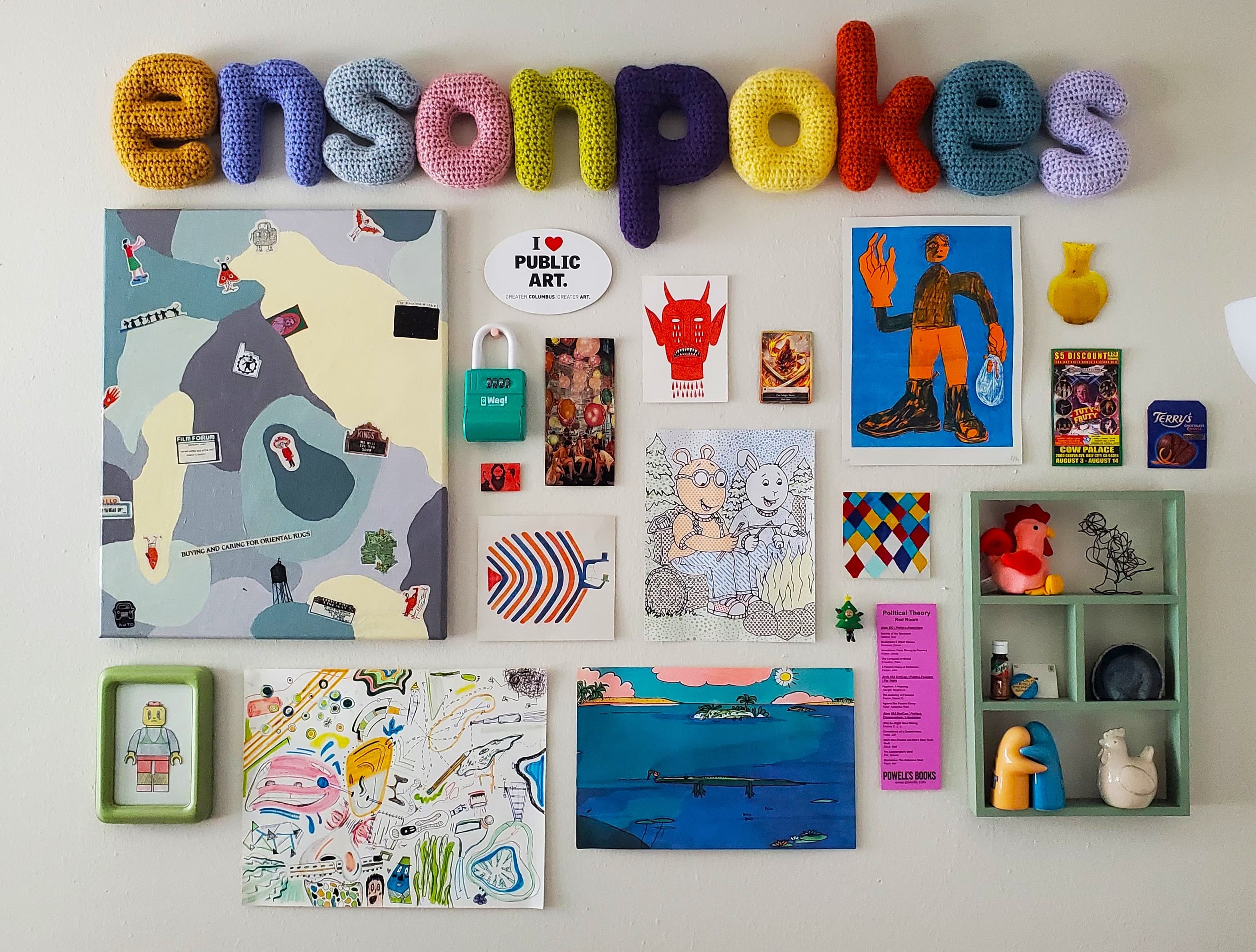 ensonpokes studio wall with artwork